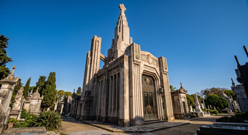Autoría de fotografías: mausoleo art déco en un cementerio de Buenos Aires, fotografía de Guillermo Navarro